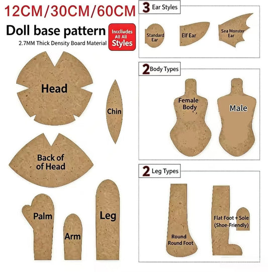 Doll DIY Kit  from Base Pattern(12CM 30CM 60CM)
